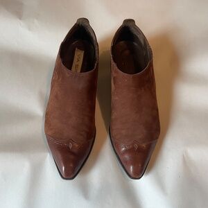 Via Spiga Brown Leather and Suede women's under-ankle boots Size 8.5B